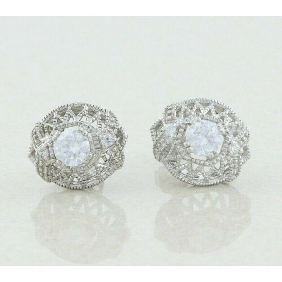 Unbranded Jewelry - Sparkly Sterling Silver White Cz Earrings Stud Post Earrings